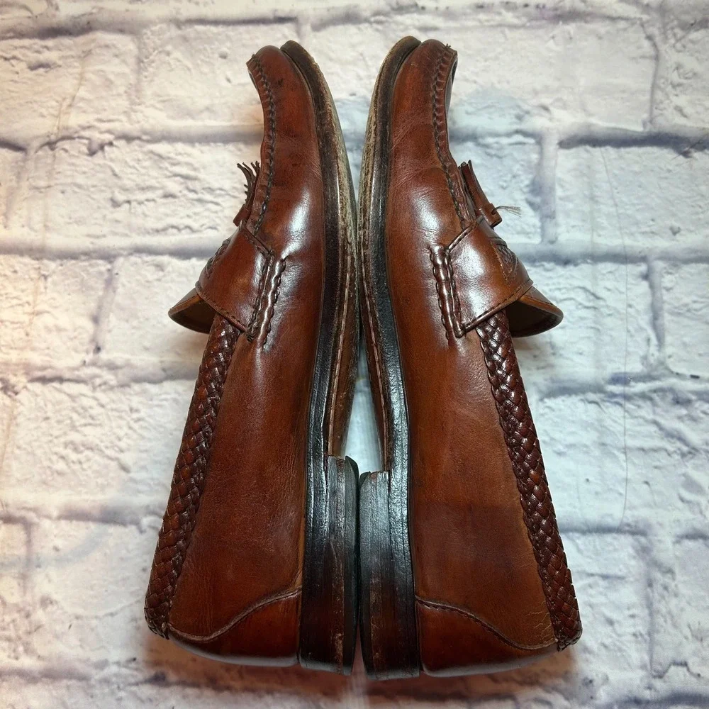 Allen Edmonds Maxfield Loafers Mens 11 AA Chili Brown Leather Narrow Tassels